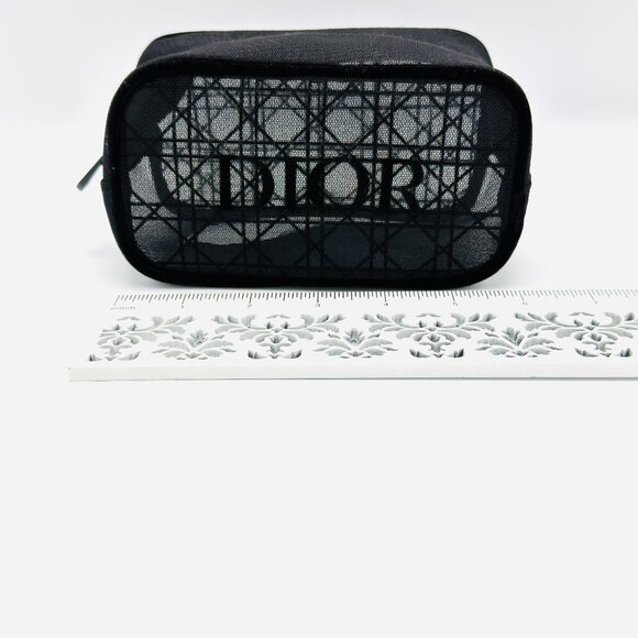 3691 DIOR BLACK MESH POUCH COSMETIC BAG - Picture 5 of 6